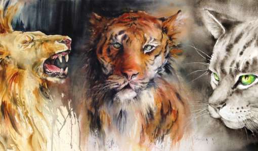 Katzenportraits in Aquarell