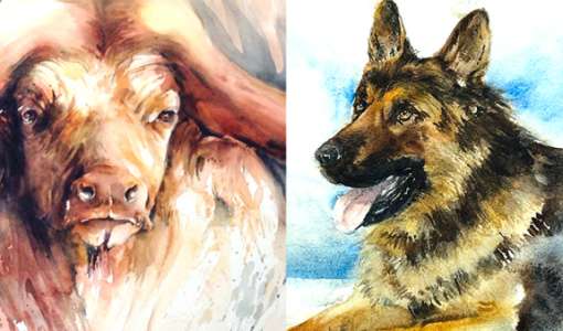 Tiere in Aquarell